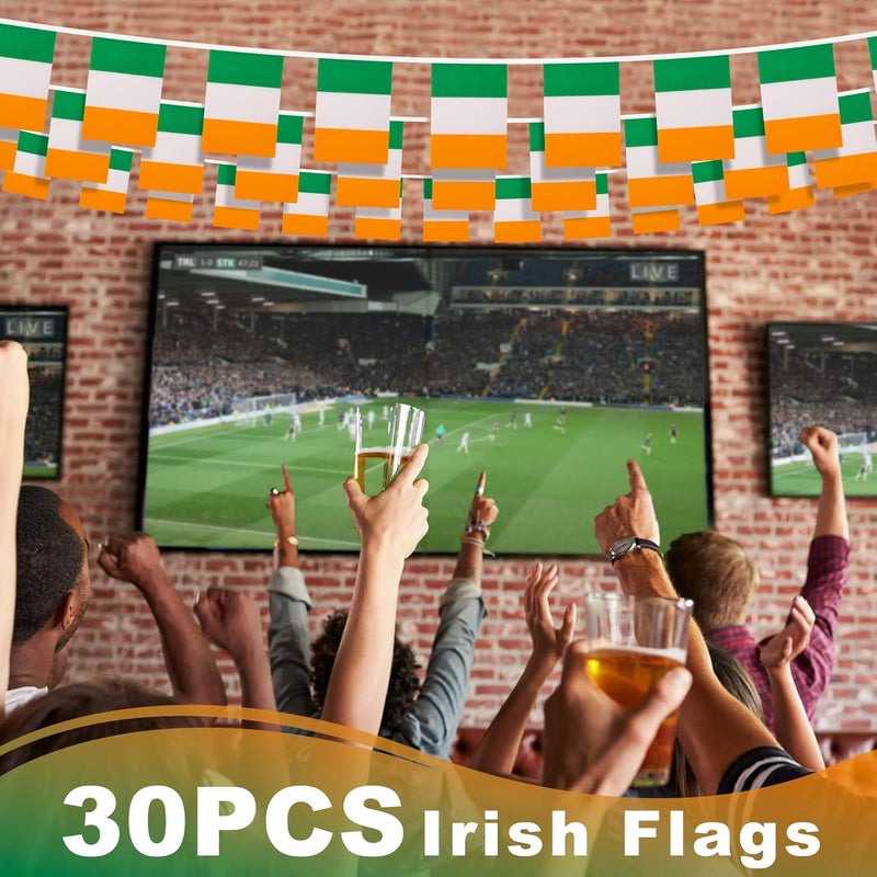 MVPRING Ireland String Flag Pennant Banner, Small Mini Irish Flags Bunting Banner, St Patrick's Day National Country Decoration for School, Party, Sports Events, Patriotic Festival, 33 Feet 30 Flags - Image 5